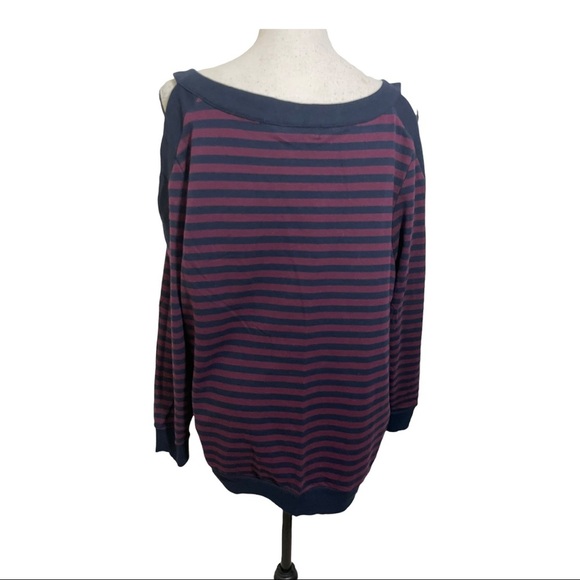 Lane Bryant open shoulder long sleeve striped with gold star’s sweatshirt 14/16 - Picture 6 of 11